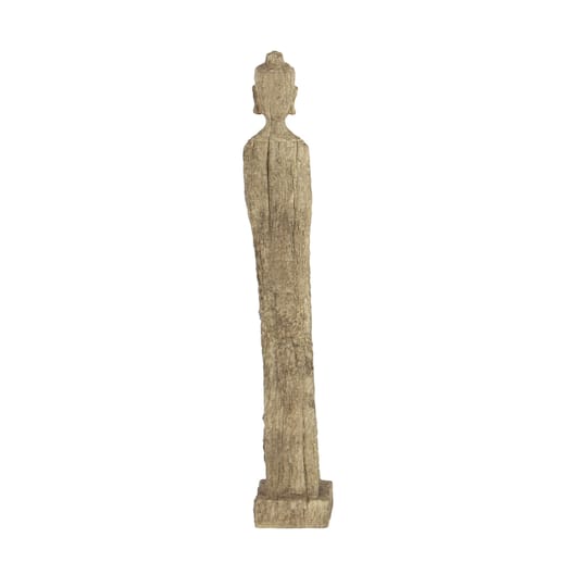 Beige Eclectic Polystone Sculpture, Buddha 32" x 5" x 4"